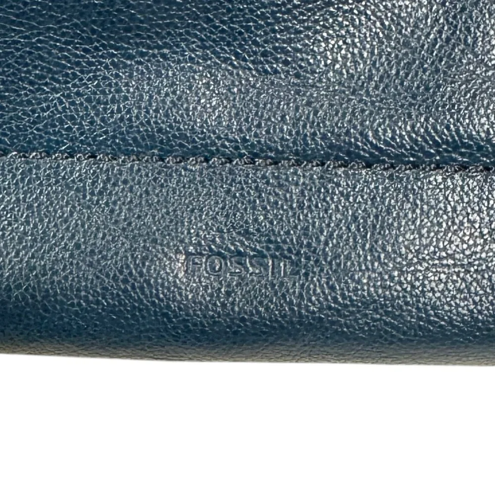 Fossil Amelia Hobo Shoulder Bag Cow Hide Leather‎ Twilight Blue Gold Hardware
